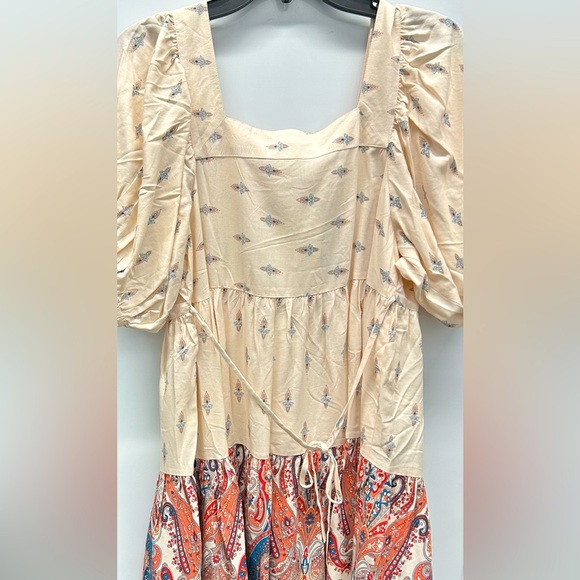 BOG COLLECTIVE NWT Boho mini dress puff sleeves SZ: S - Picture 2 of 7